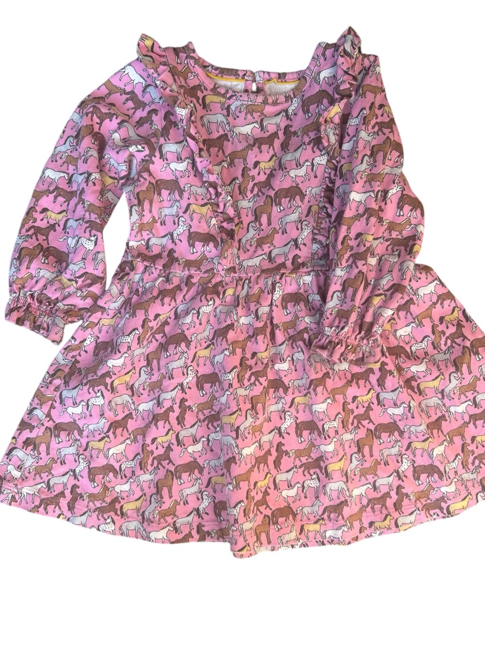 Mini Boden Horse Dress All Over Print Pink Girls 12/18